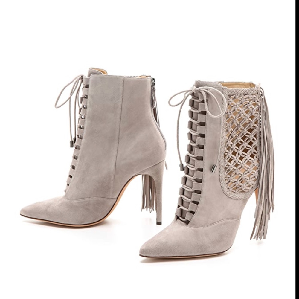 Alexandre Birman Fringe Suede Booties